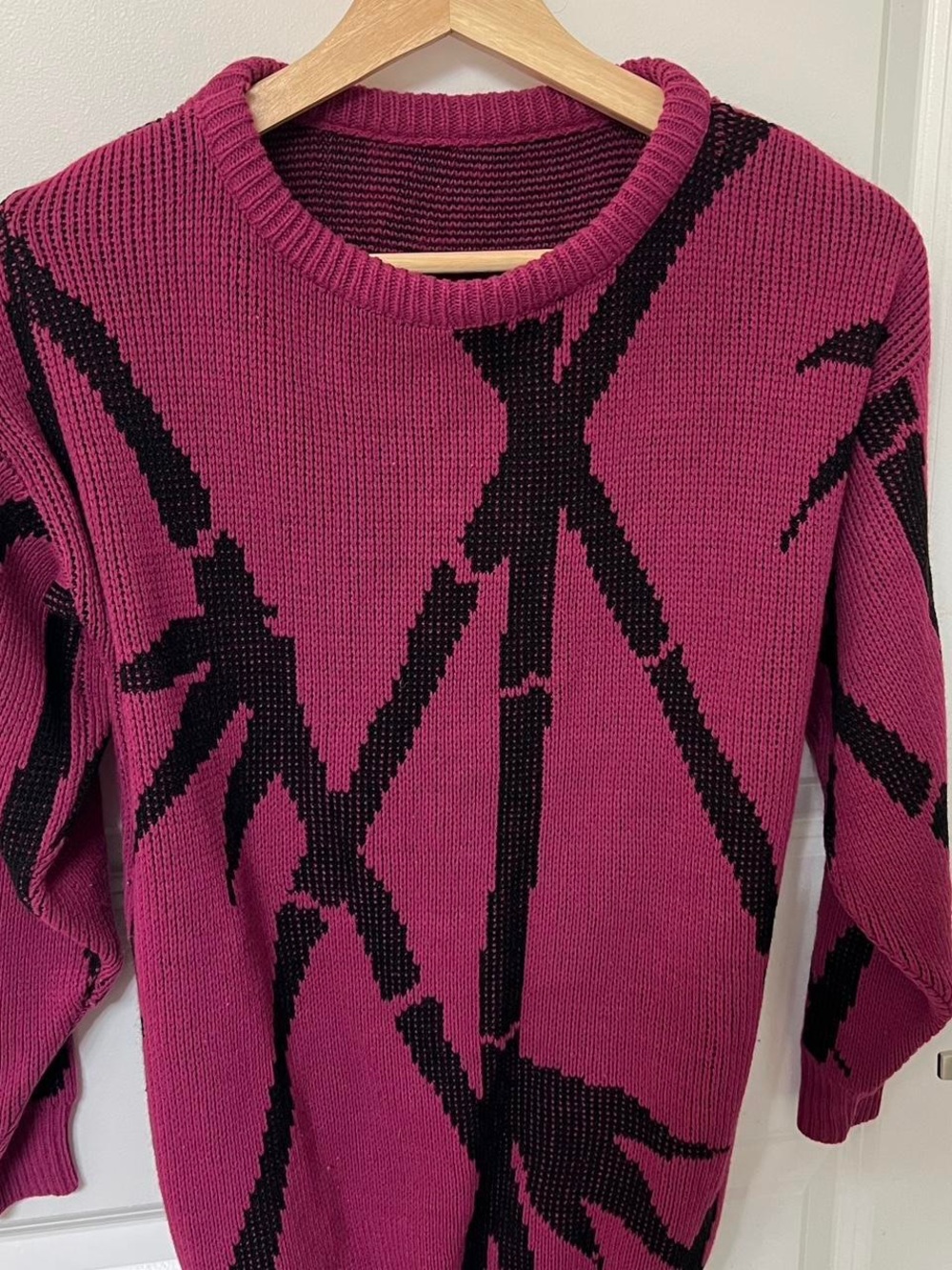 Magenta and Black funky 80s Sweater